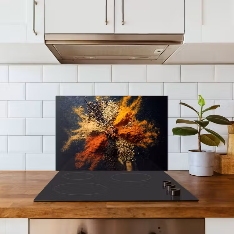 Spatscherm keuken - Specerijen - Explosie - Oranje — 3