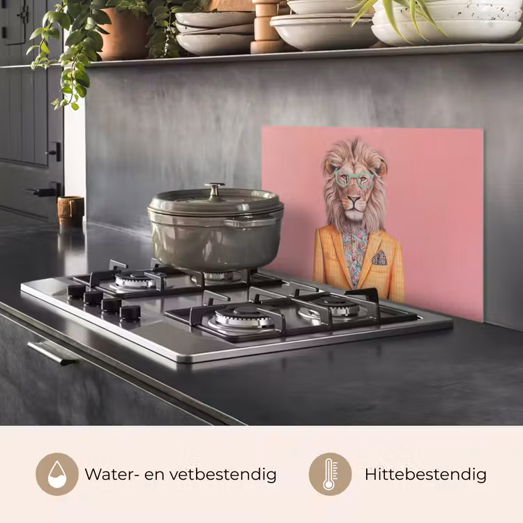 Spatscherm keuken - Leeuw - Pak - Geruit - Bril — 2