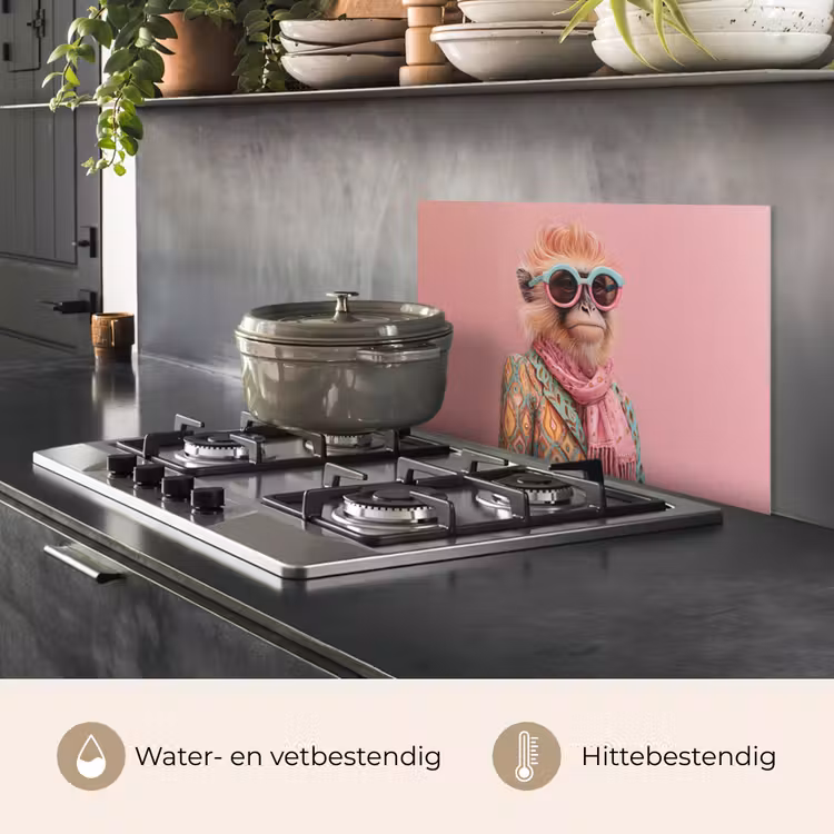 Spatscherm keuken - Sjaal - Aap - Zonnebril - Jasje — 2