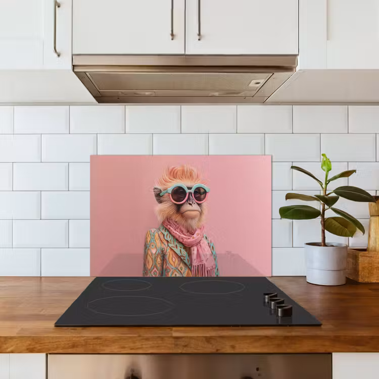 Spatscherm keuken - Sjaal - Aap - Zonnebril - Jasje — 3