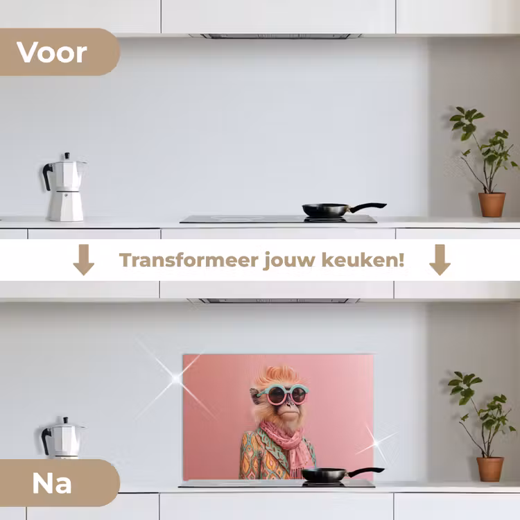 Spatscherm keuken - Sjaal - Aap - Zonnebril - Jasje — 7
