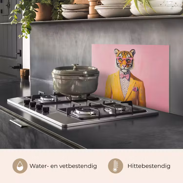 Spatscherm keuken - Tijger - Bril - Geel - Jasje — 2