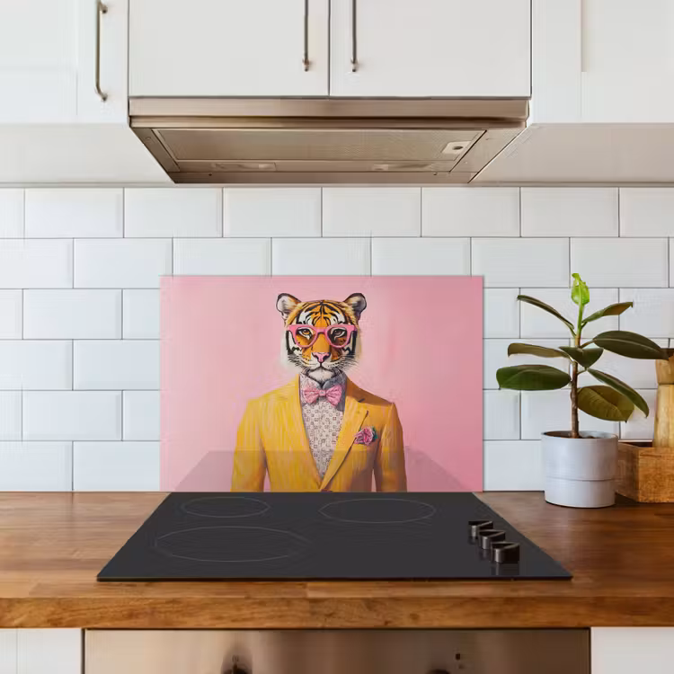 Spatscherm keuken - Tijger - Bril - Geel - Jasje — 3