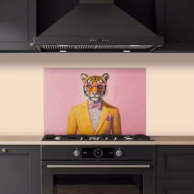 Spatscherm keuken - Tijger - Bril - Geel - Jasje — 5