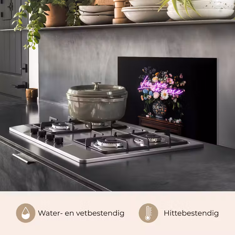 Spatscherm keuken - Neon - Vaas - Bloemen — 2