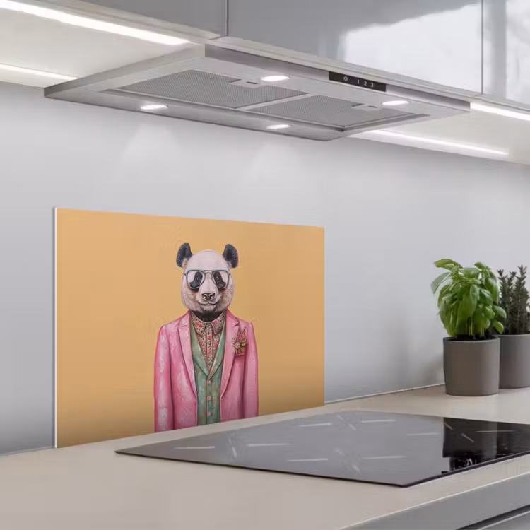 Spatscherm keuken - Panda - Pak - Zonnebril - Blauw — 1