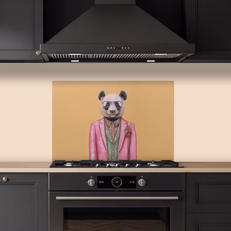 Spatscherm keuken - Panda - Pak - Zonnebril - Blauw — 5