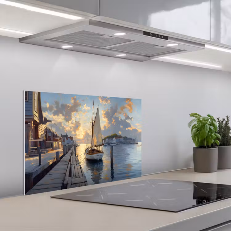 Spatscherm keuken - Zeilboot - Zon - Pier - Hout — 1