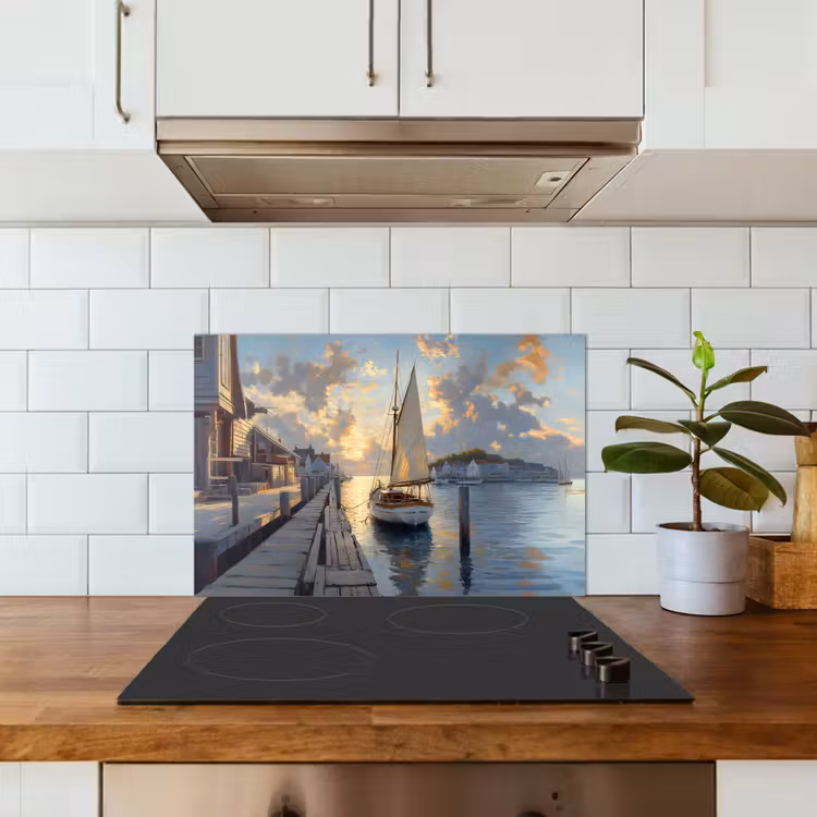 Spatscherm keuken - Zeilboot - Zon - Pier - Hout — 3