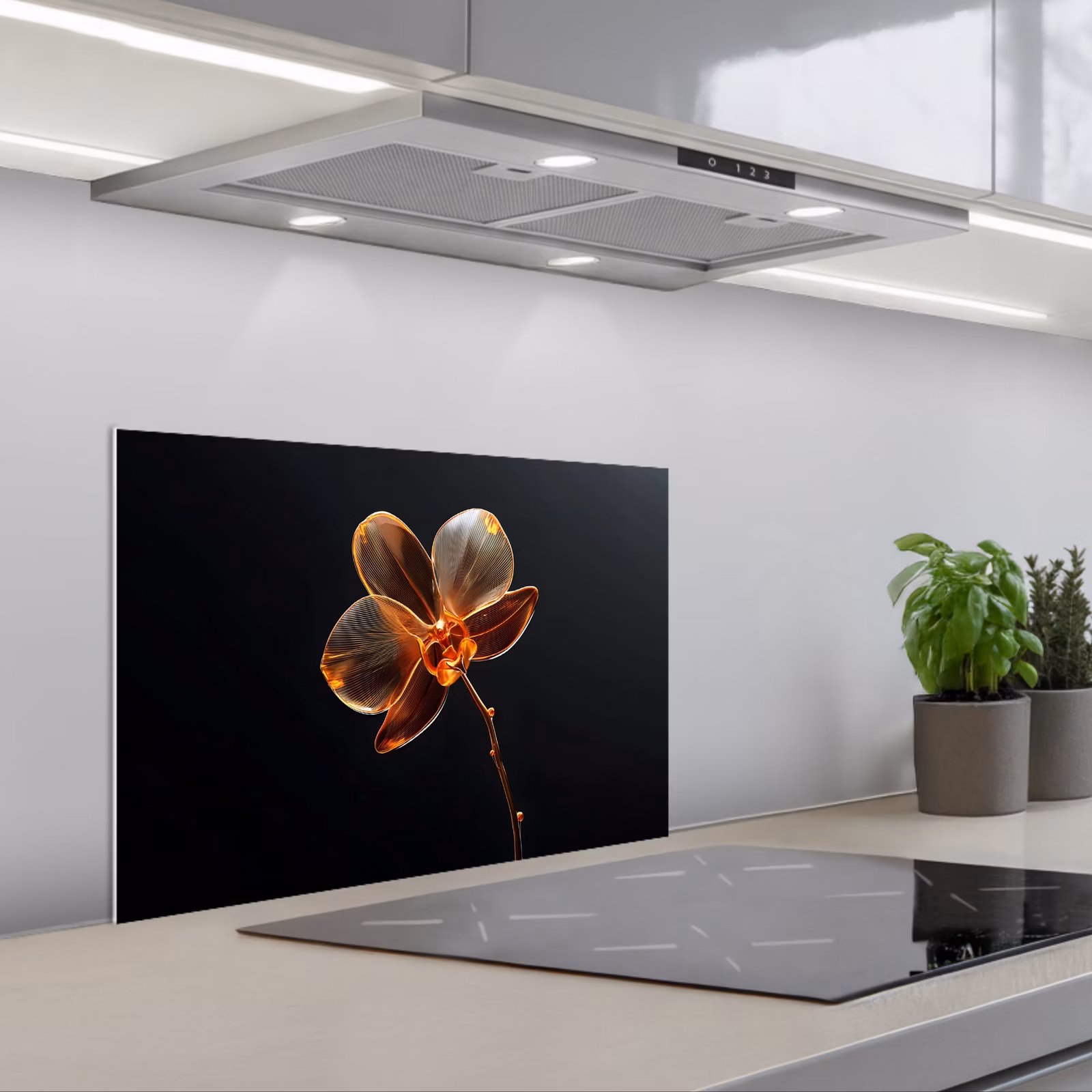 Spatscherm keuken - Orchidee - Doorzichtig - Bloem — 1
