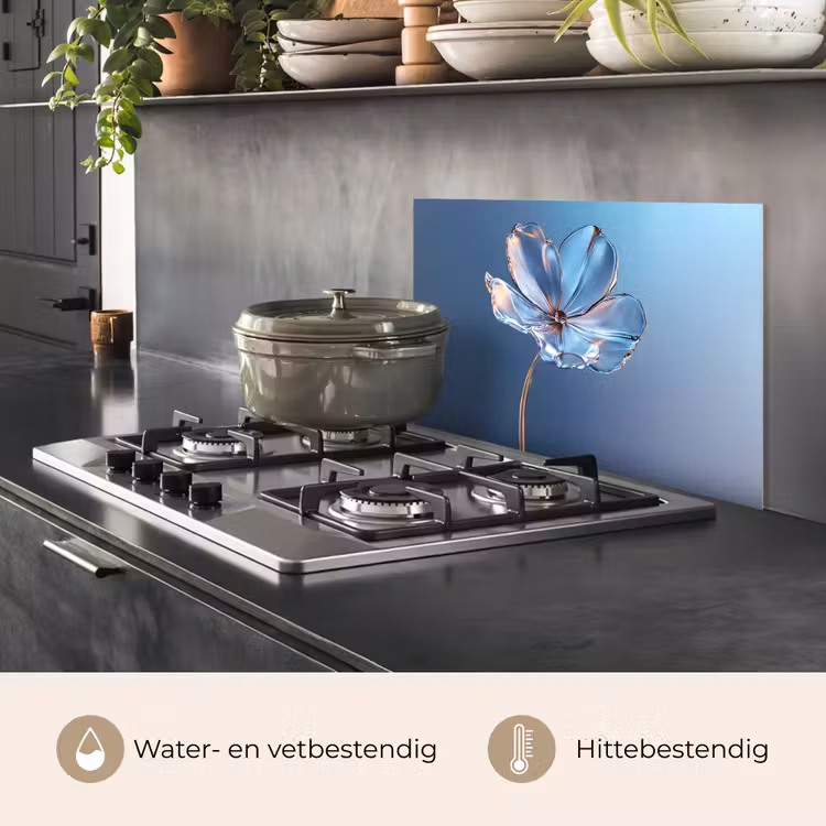 Spatscherm keuken - Blauw - Bloem - Glazen - Sierlijk — 2