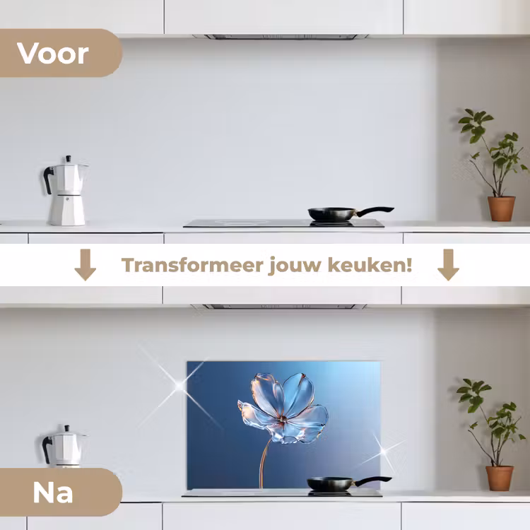 Spatscherm keuken - Blauw - Bloem - Glazen - Sierlijk — 7