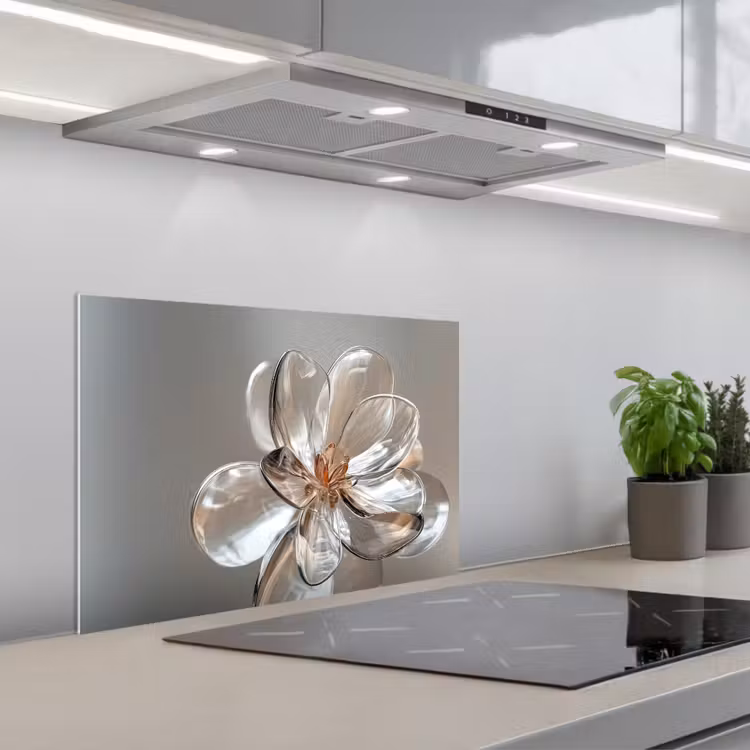 Spatscherm keuken - Bloem - Glazen - Doorzichtig — 1
