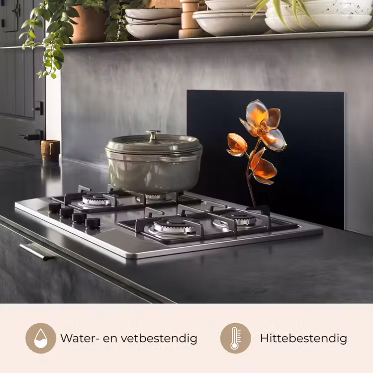 Spatscherm keuken - Bloem - Orchidee - Oranje — 2