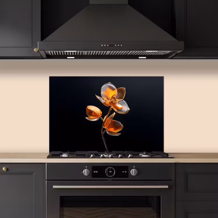 Spatscherm keuken - Bloem - Orchidee - Oranje — 5