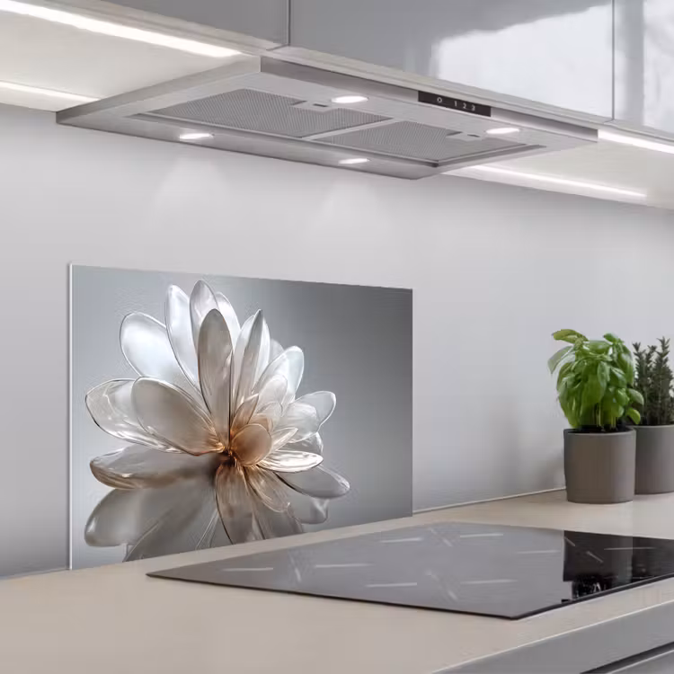 Spatscherm keuken - Bloem - Wit - Neutraal — 1