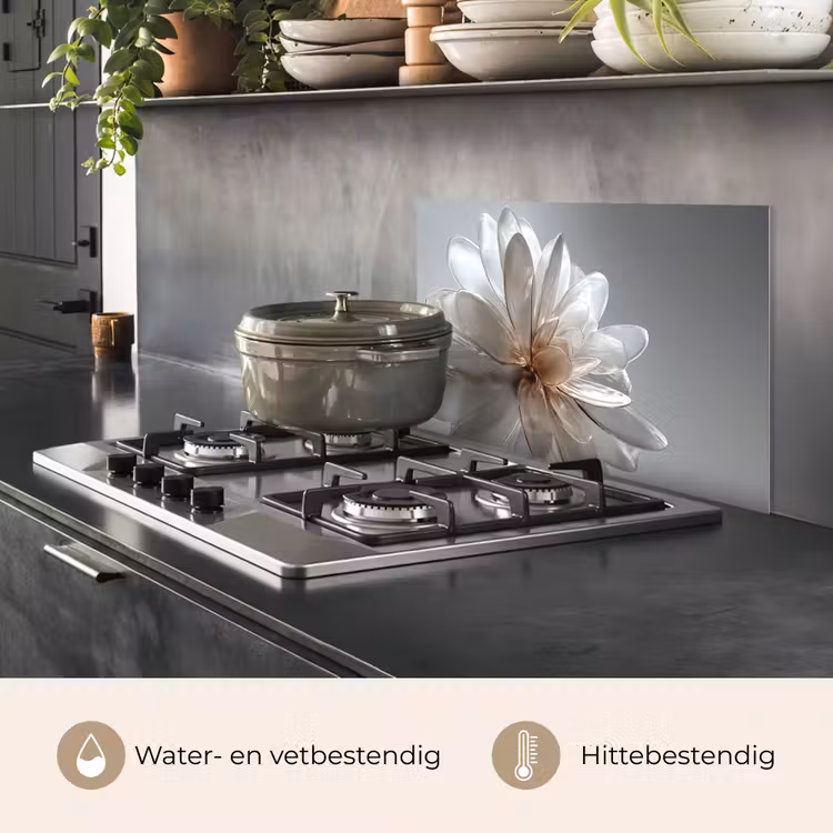 Spatscherm keuken - Bloem - Wit - Neutraal — 2