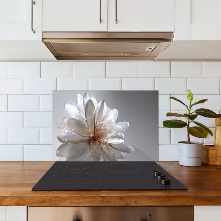 Spatscherm keuken - Bloem - Wit - Neutraal — 3