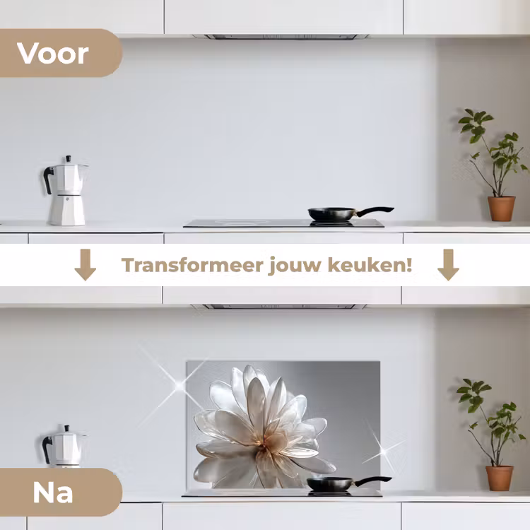 Spatscherm keuken - Bloem - Wit - Neutraal — 7