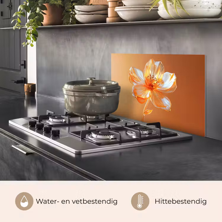 Spatscherm keuken - Glazen - Bloem - Oranje — 2