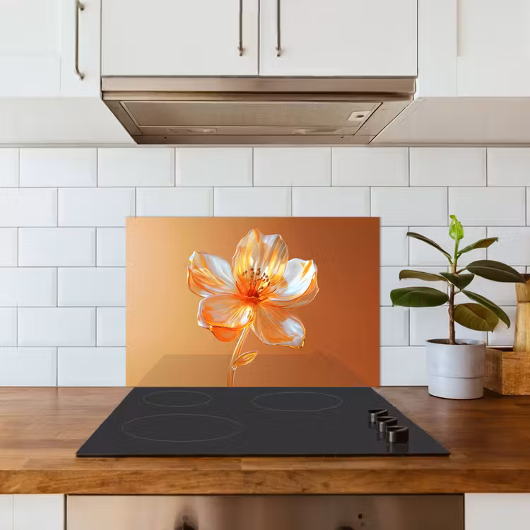 Spatscherm keuken - Glazen - Bloem - Oranje — 3