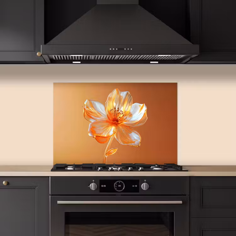 Spatscherm keuken - Glazen - Bloem - Oranje — 5