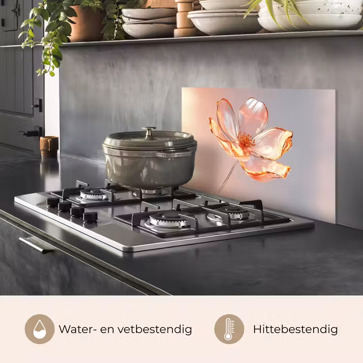 Spatscherm keuken - Glazen - Bloem - Roze — 2