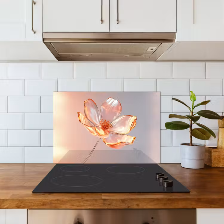 Spatscherm keuken - Glazen - Bloem - Roze — 3