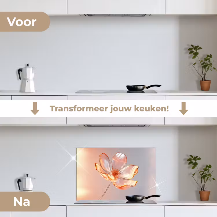 Spatscherm keuken - Glazen - Bloem - Roze — 7