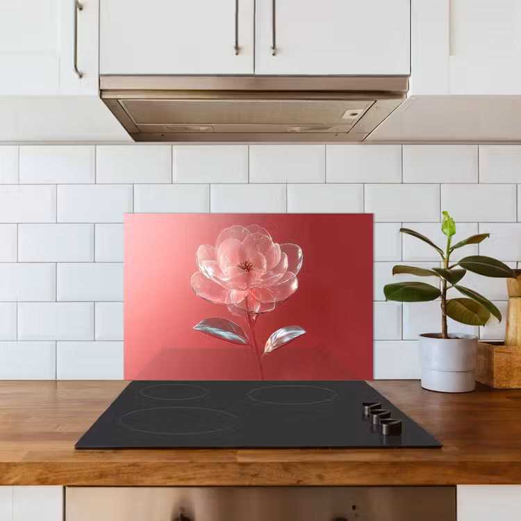 Spatscherm keuken - Sierlijk - Bloem - Roze - Glazen — 3