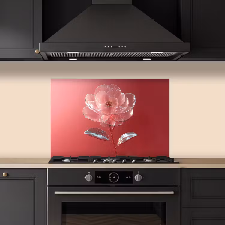 Spatscherm keuken - Sierlijk - Bloem - Roze - Glazen — 5