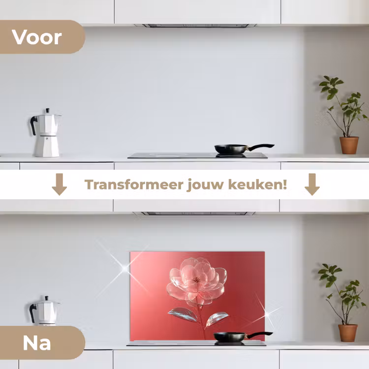 Spatscherm keuken - Sierlijk - Bloem - Roze - Glazen — 7
