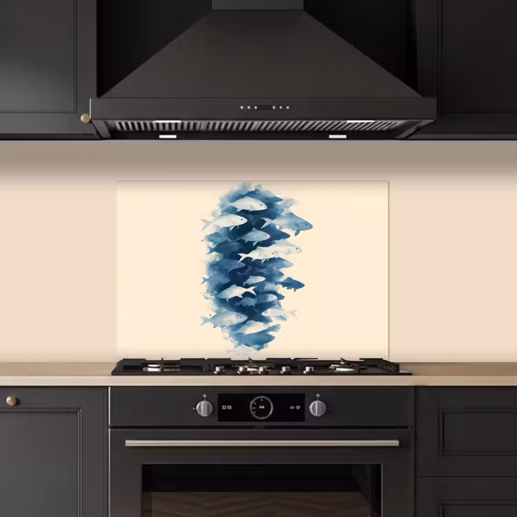 Spatscherm keuken - Vissen - Minimalistisch - Blauw — 5