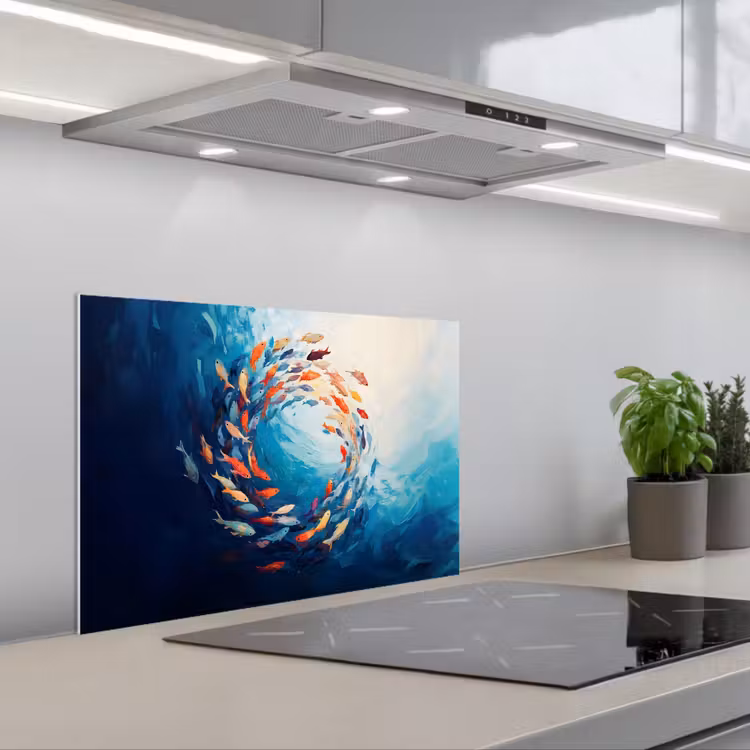 Spatscherm keuken - Zee - Vissen - Kleurrijk - Dynamisch — 1