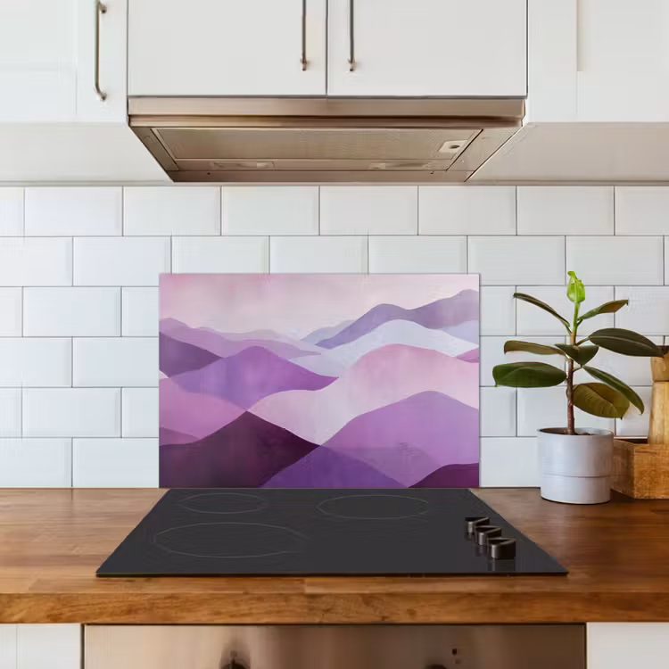 Spatscherm keuken - Abstract - Heuvels - Landschap - Paars — 3