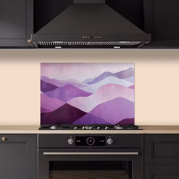 Spatscherm keuken - Abstract - Heuvels - Landschap - Paars — 5
