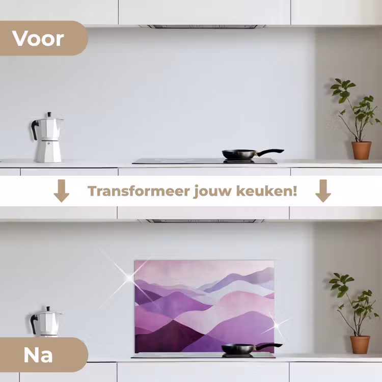 Spatscherm keuken - Abstract - Heuvels - Landschap - Paars — 7