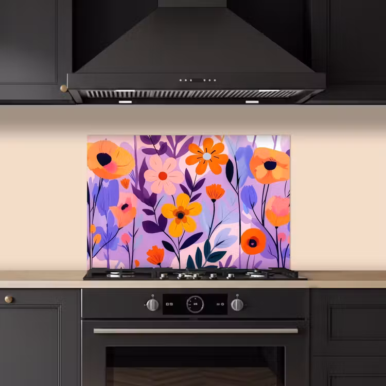 Spatscherm keuken - Bloemen - Kleurrijk - Bladeren — 5