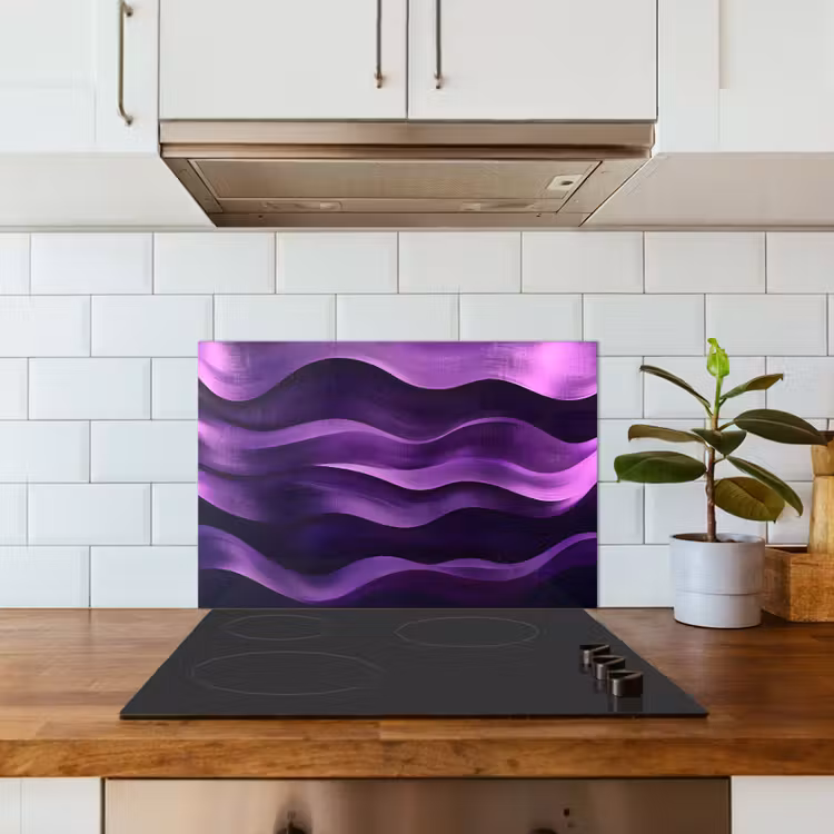 Spatscherm keuken - Golven - Abstract - Paars — 3