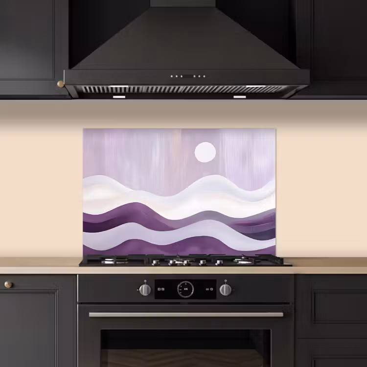 Spatscherm keuken - Golven - Heuvels - Abstract - Paars — 5
