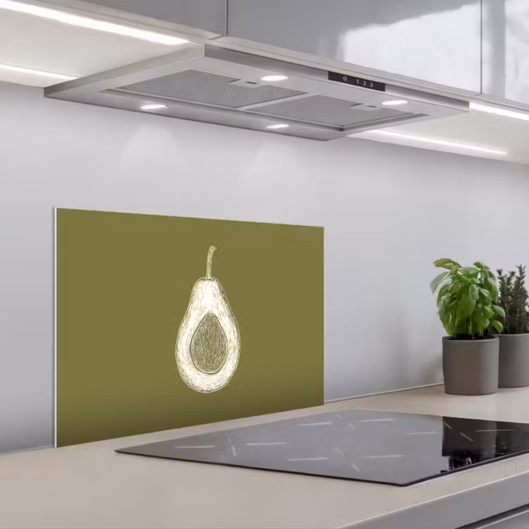 Spatscherm keuken - Avocado - Minimalistisch - Illustratie - Groen — 1