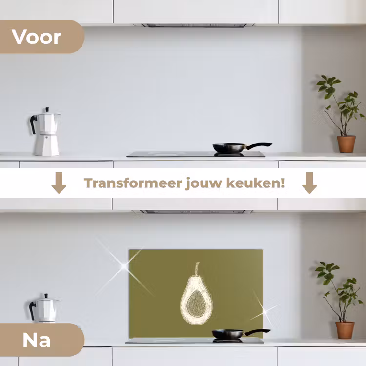 Spatscherm keuken - Avocado - Minimalistisch - Illustratie - Groen — 7