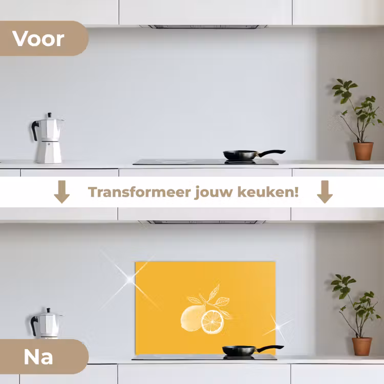 Spatscherm keuken - Citroenen - Illustratie - Minimalistisch - Geel — 7