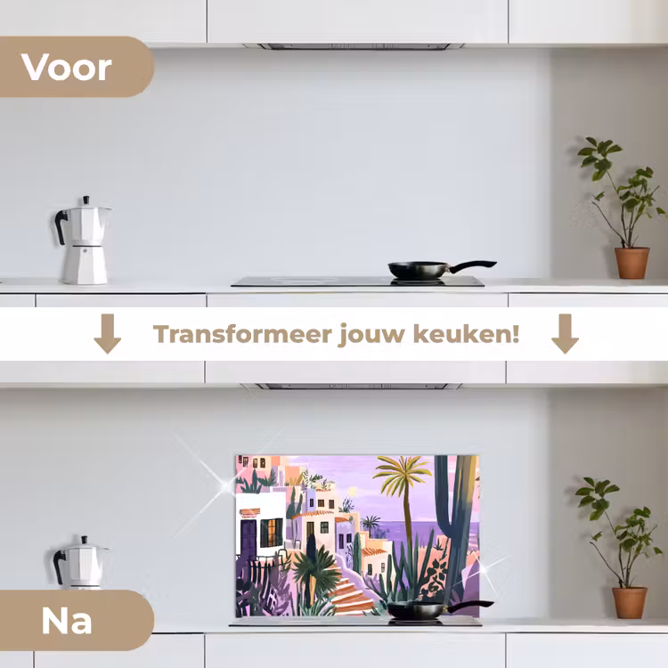 Spatscherm keuken - Huizen - Minimalistisch - Palmbomen - Kust — 7