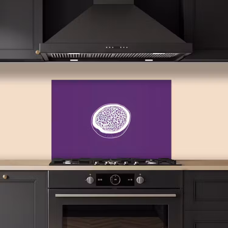 Spatscherm keuken - Passievrucht - Zaadjes - Paars - Minimalistisch — 5