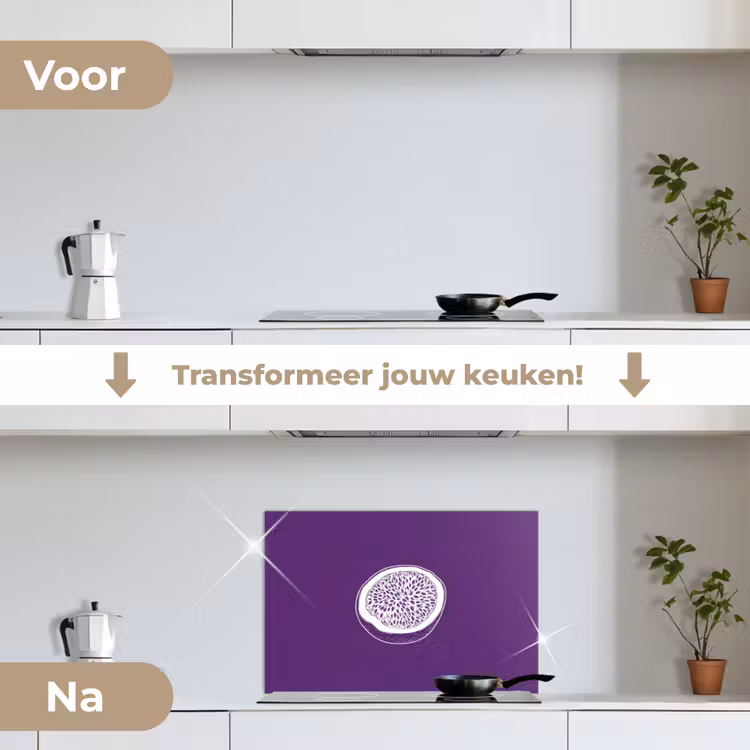 Spatscherm keuken - Passievrucht - Zaadjes - Paars - Minimalistisch — 7
