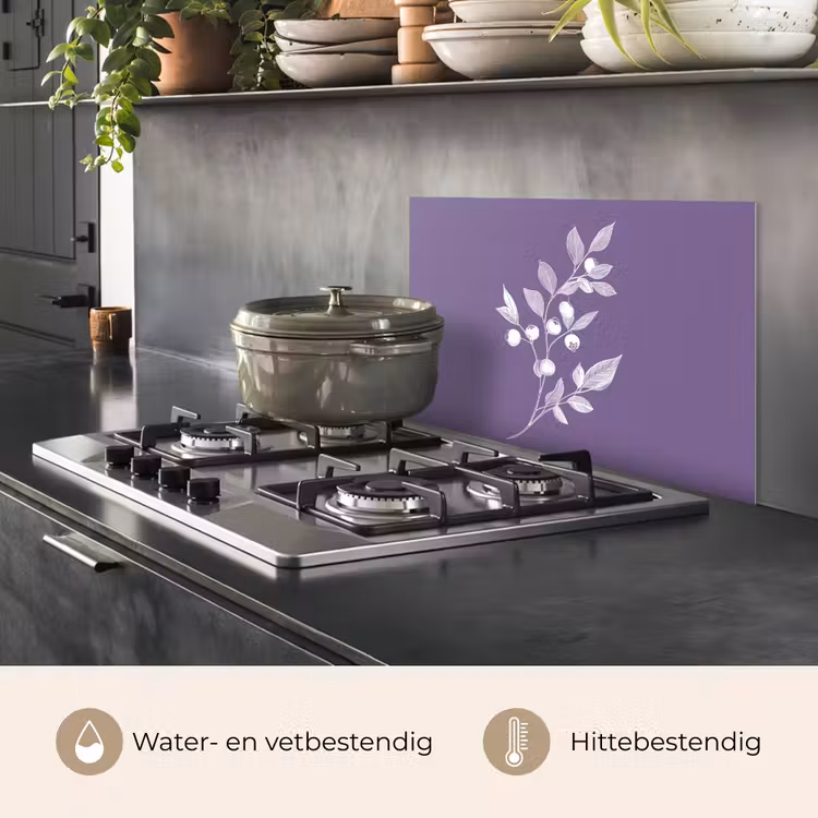 Spatscherm keuken - Tak - Sierlijk - Bladeren - Minimalistisch — 2