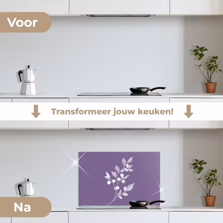 Spatscherm keuken - Tak - Sierlijk - Bladeren - Minimalistisch — 7