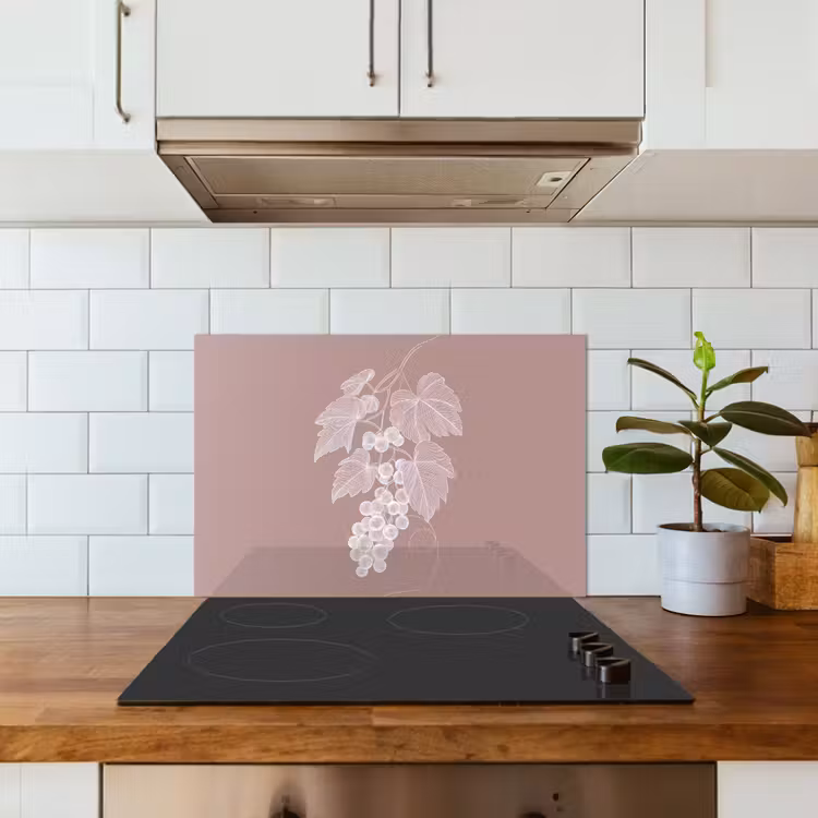 Spatscherm keuken - Tros - Druiven - Illustratie - Bladeren — 3