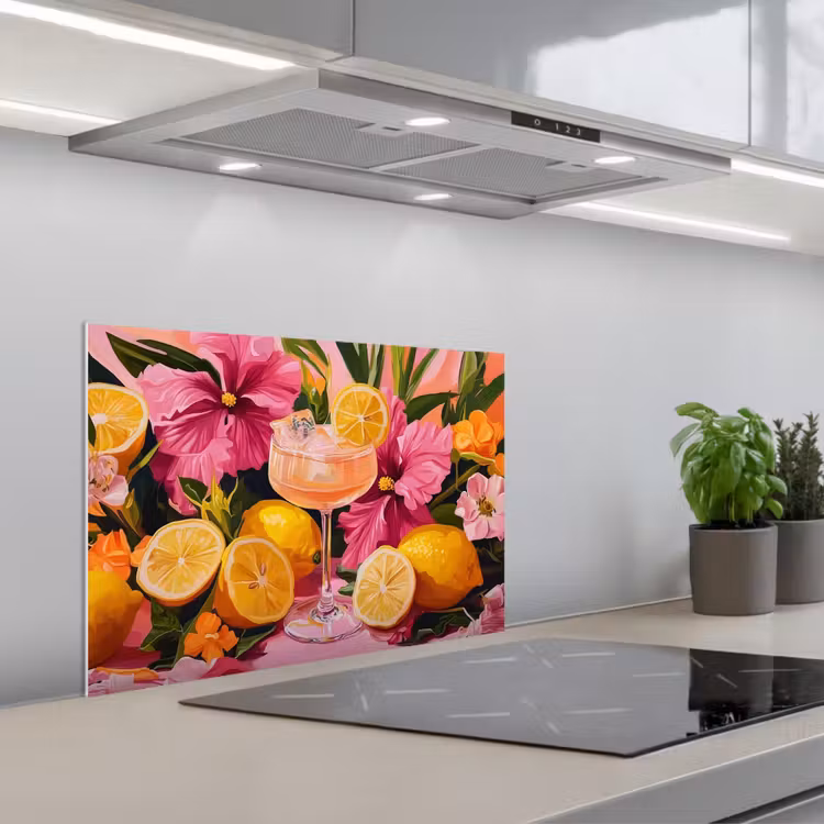 Spatscherm keuken - Drink - Bloemen - Yellow — 1